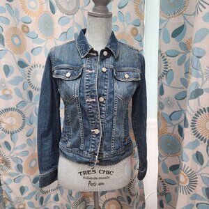 Gap Girls Jean Jacket Pink Stitching